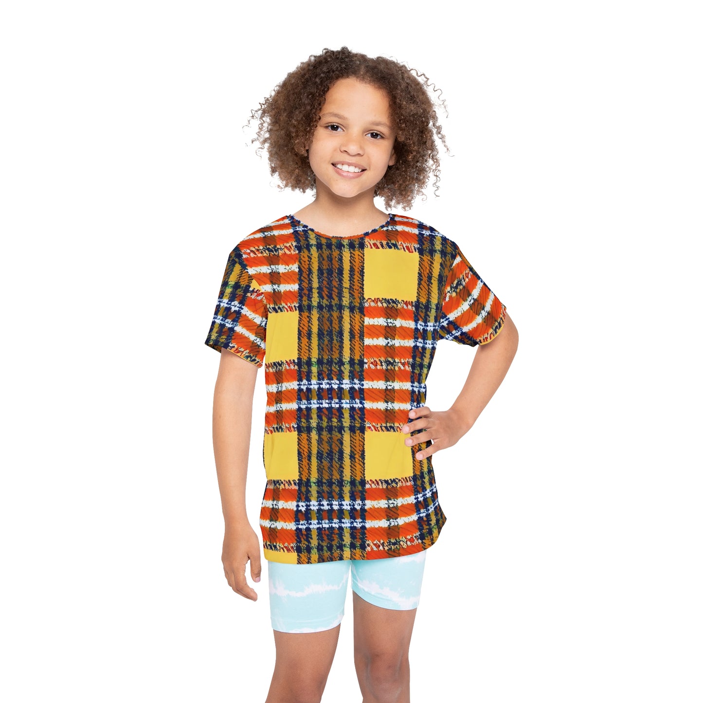 Orange Plaid Kids Sports Jersey (AOP)