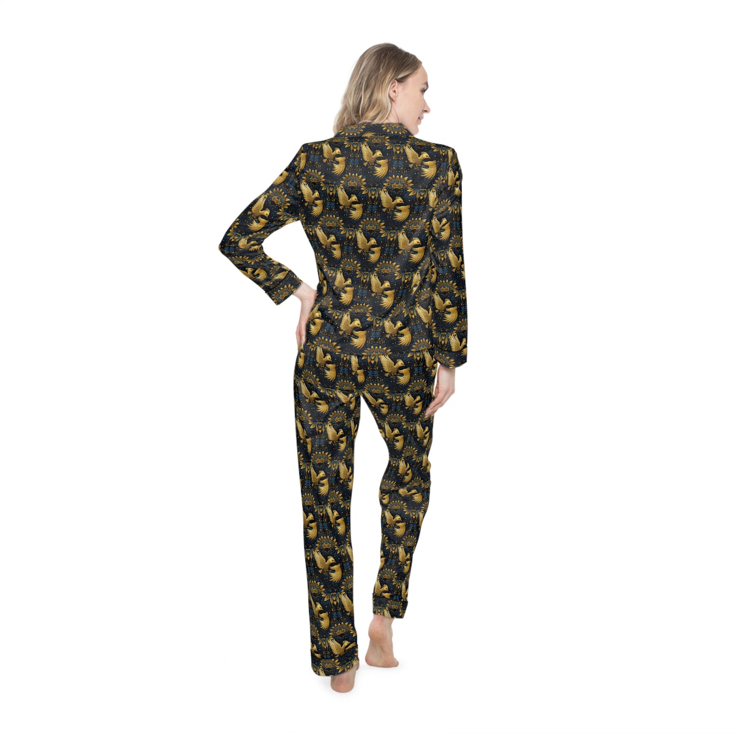 Golden Bird Women's Satin Pajamas (AOP)