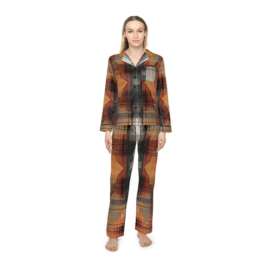 Plaid Ember Women's Satin Pajamas (AOP)