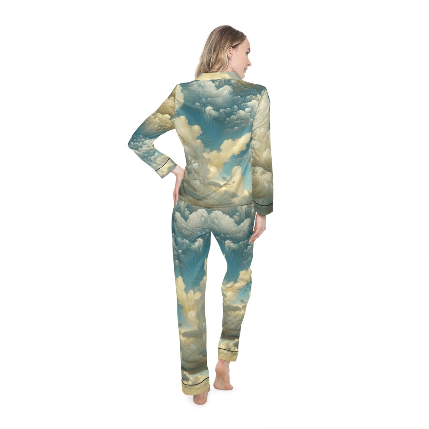 Up in the Clouds Women's Satin Pajamas (AOP)