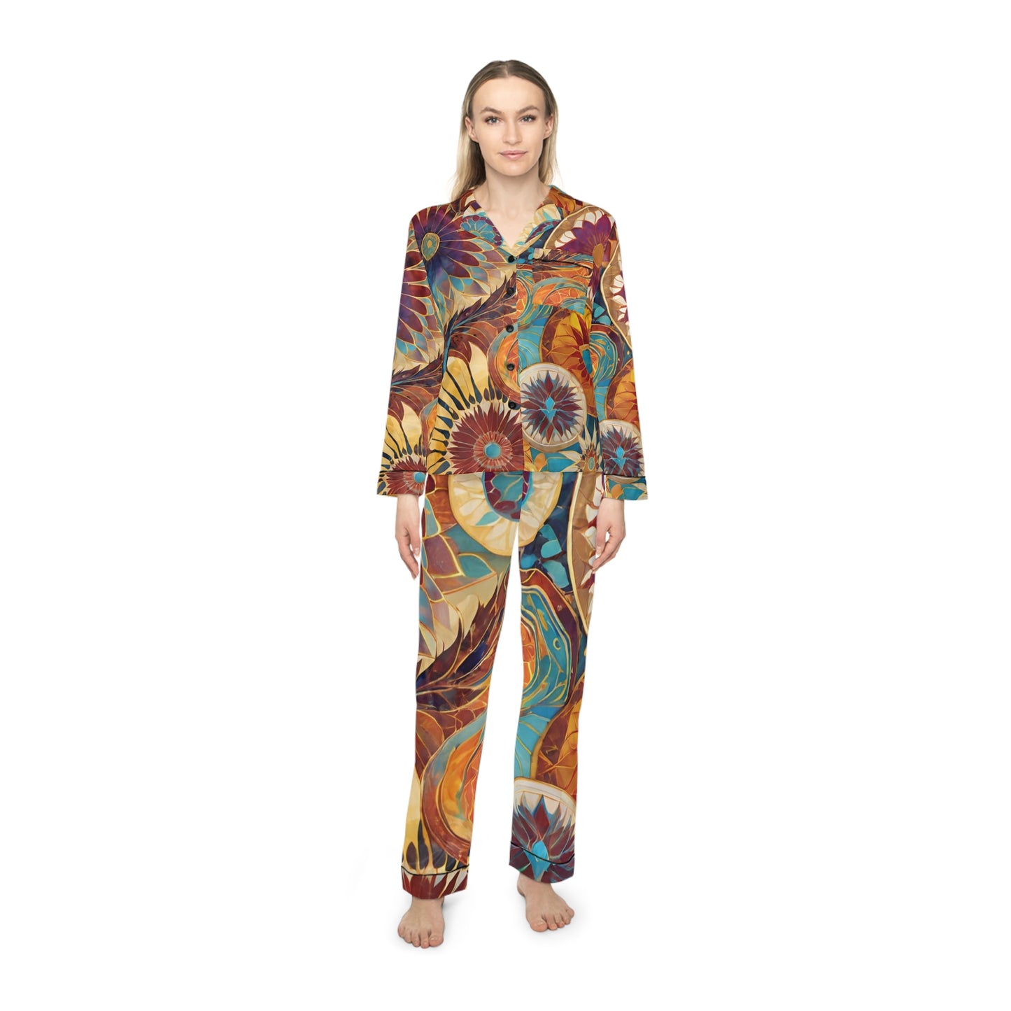 Fall Women's Satin Pajamas (AOP)