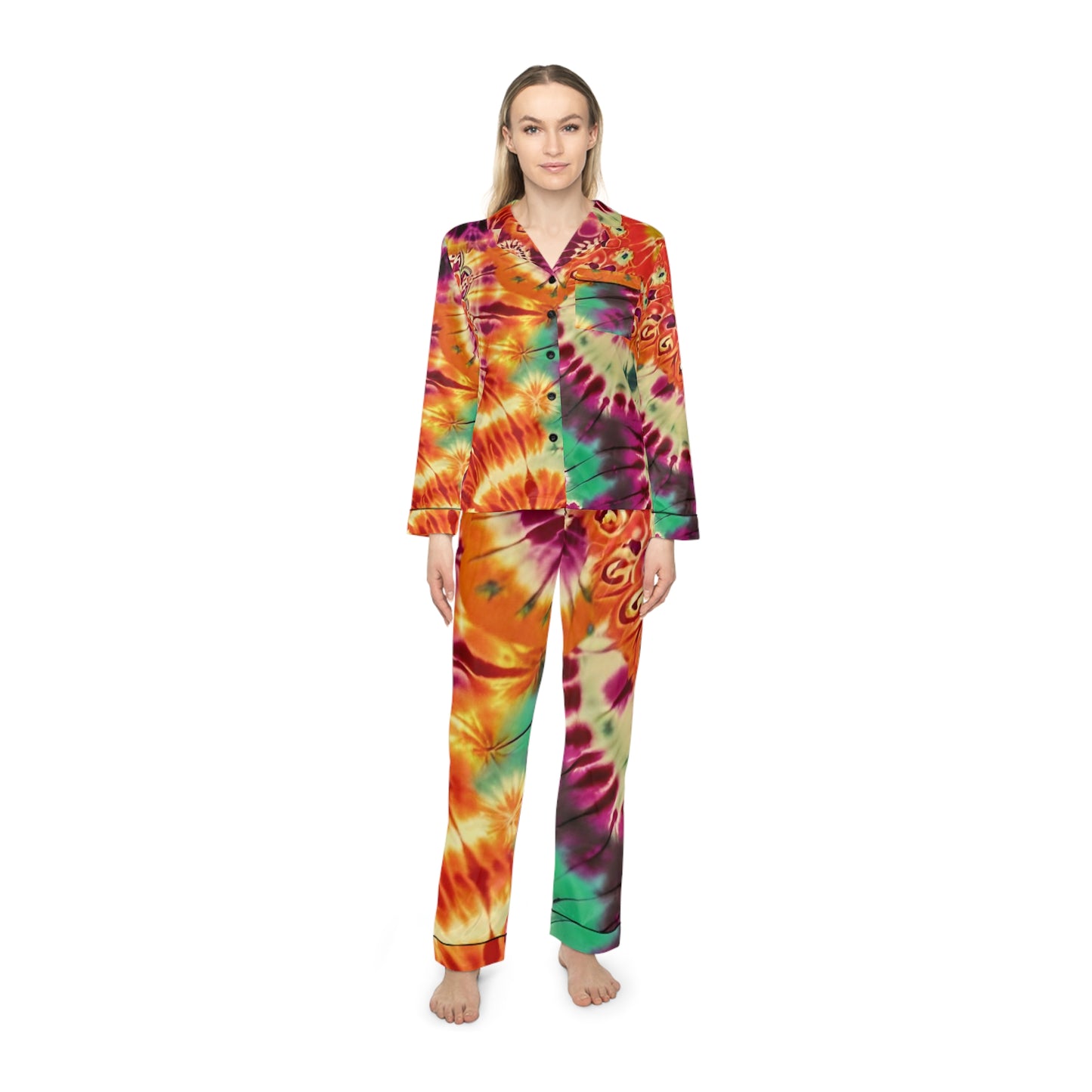 Tye Dye Women's Satin Pajamas (AOP)