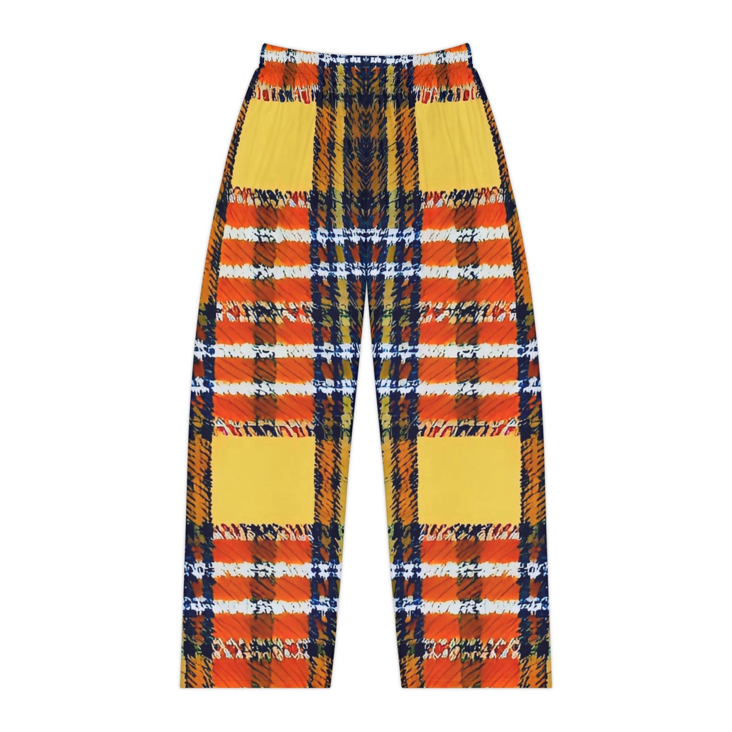 Orange Plaid Women's Pajama Pants (AOP)