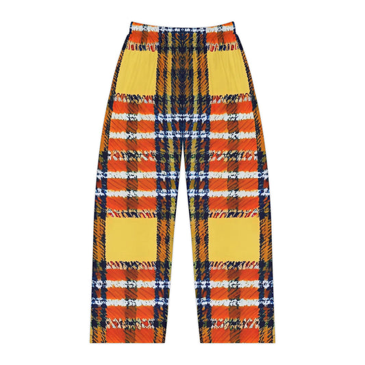 Orange Plaid Women's Pajama Pants (AOP)