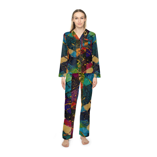 Splattered Muse Women's Satin Pajamas (AOP)