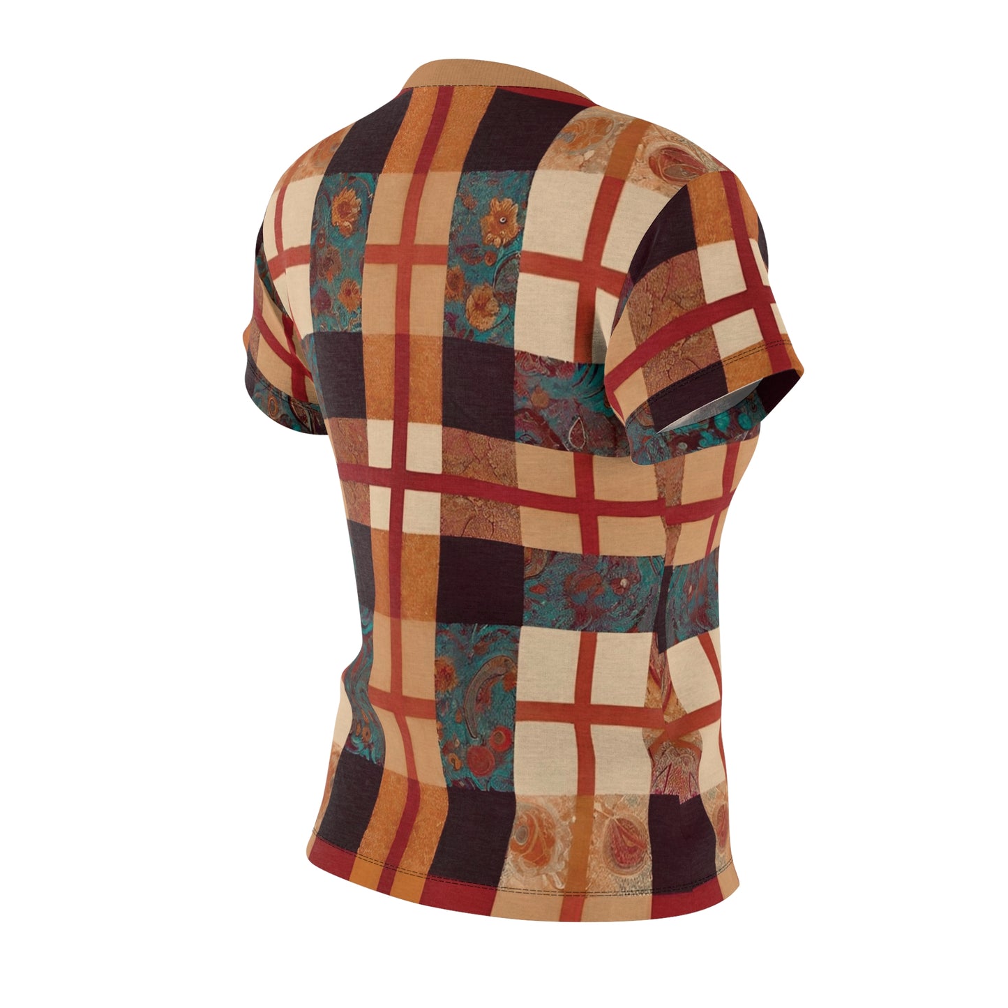 Flowers & Plaid Women's Cut & Sew Tee (AOP)