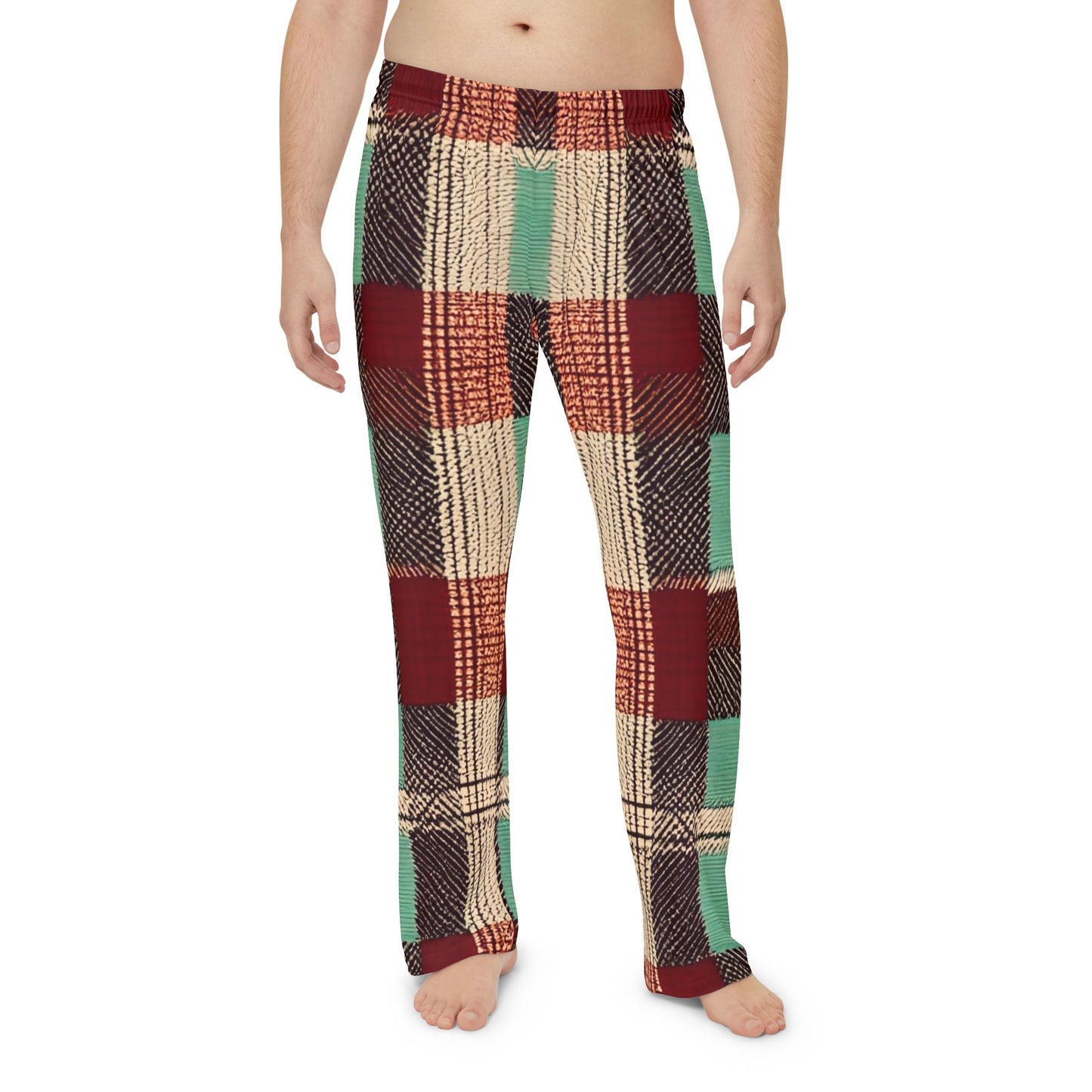 Burgundy Creek Plaid Men's Pajama Pants (AOP)