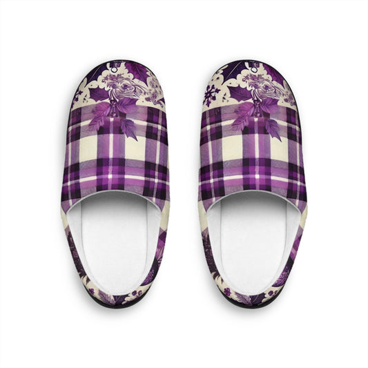 Icy Grape Plaid Women's Indoor Slippers