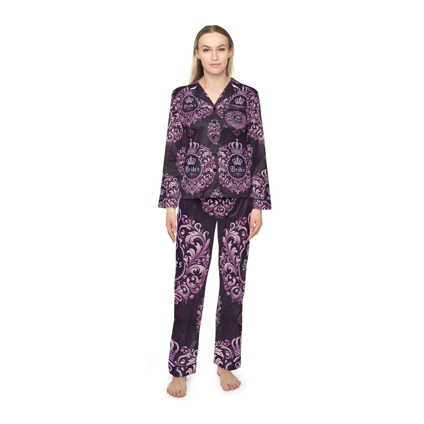 Plum Bride Women's Satin Pajamas (AOP)