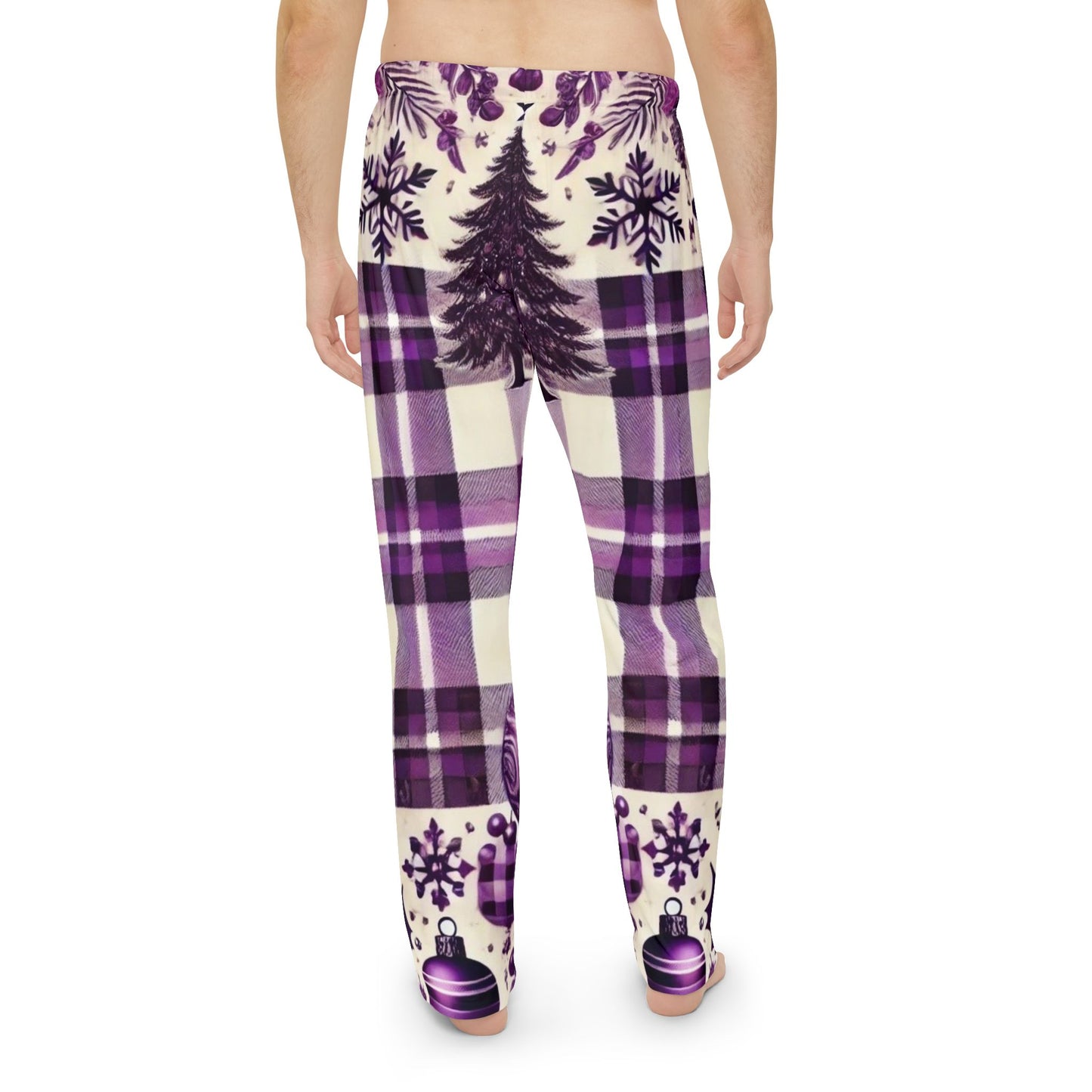 Icy Grape Plaid Men's Pajama Pants (AOP)