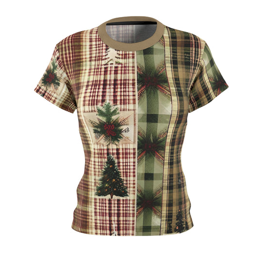 Winter Pine Plaid Women's Cut & Sew Tee (AOP)