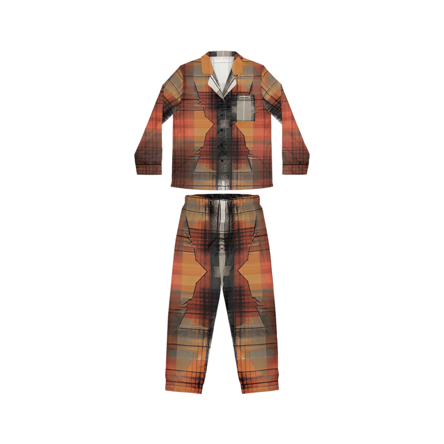 Plaid Ember Women's Satin Pajamas (AOP)