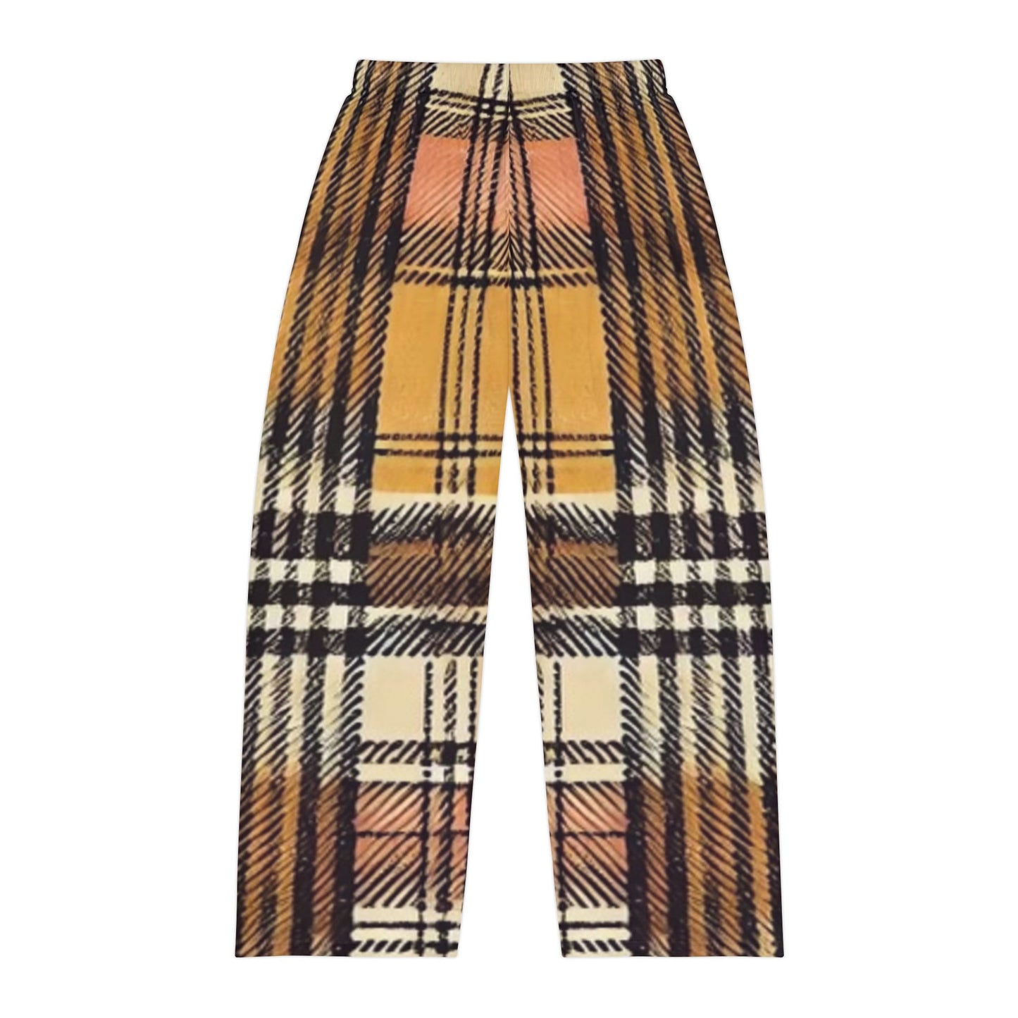 Orange Plaid Men's Pajama Pants (AOP)