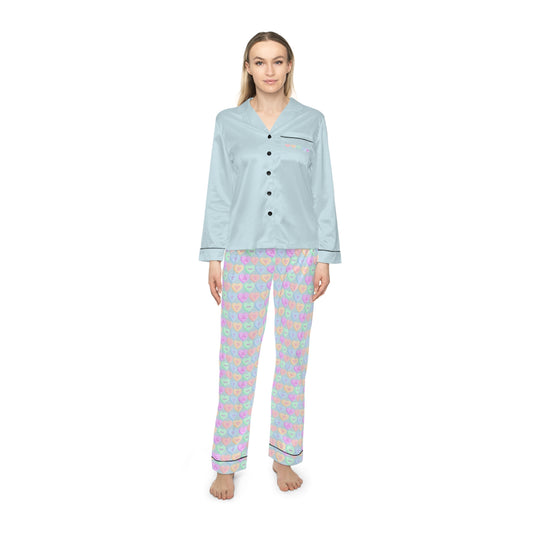 Affirming Hearts - Light Blue Women's Satin Pajamas (AOP)