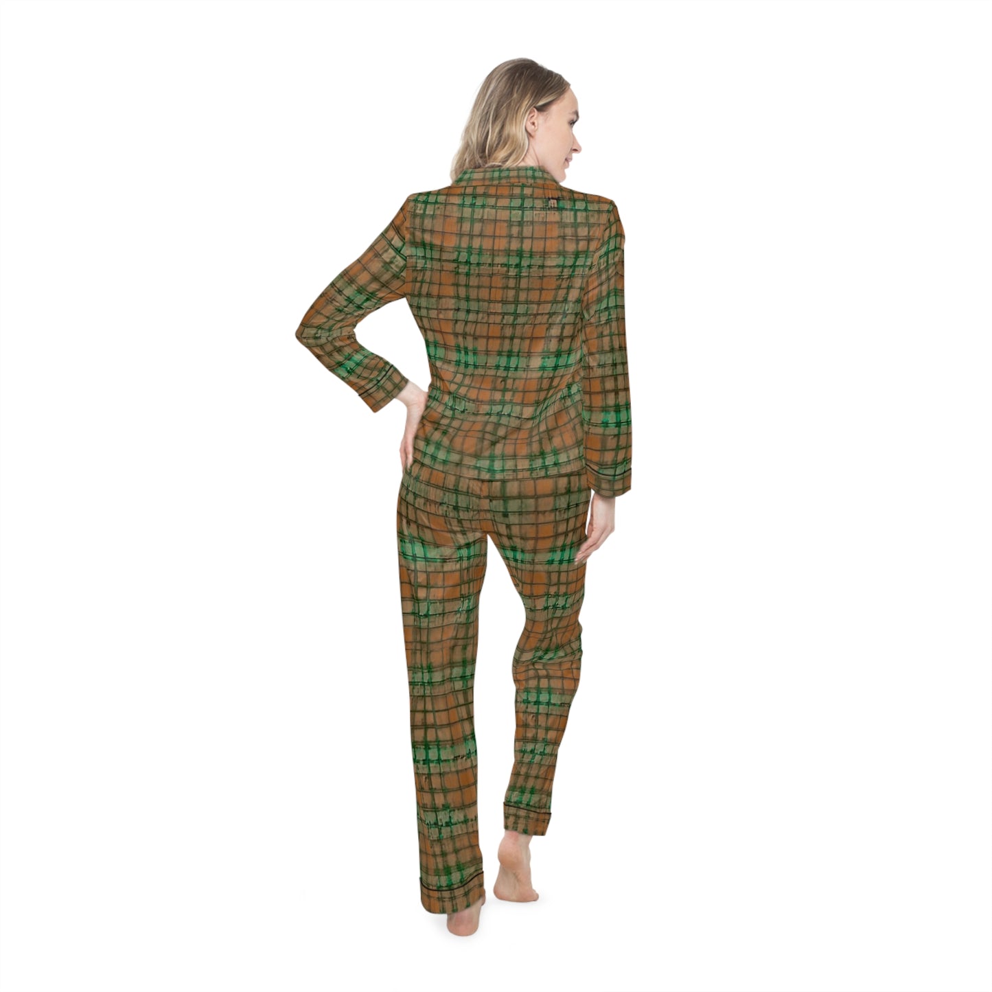 Autumn Checkered Women's Satin Pajamas (AOP)