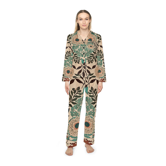 Tranquil Bloom Women's Satin Pajamas (AOP)