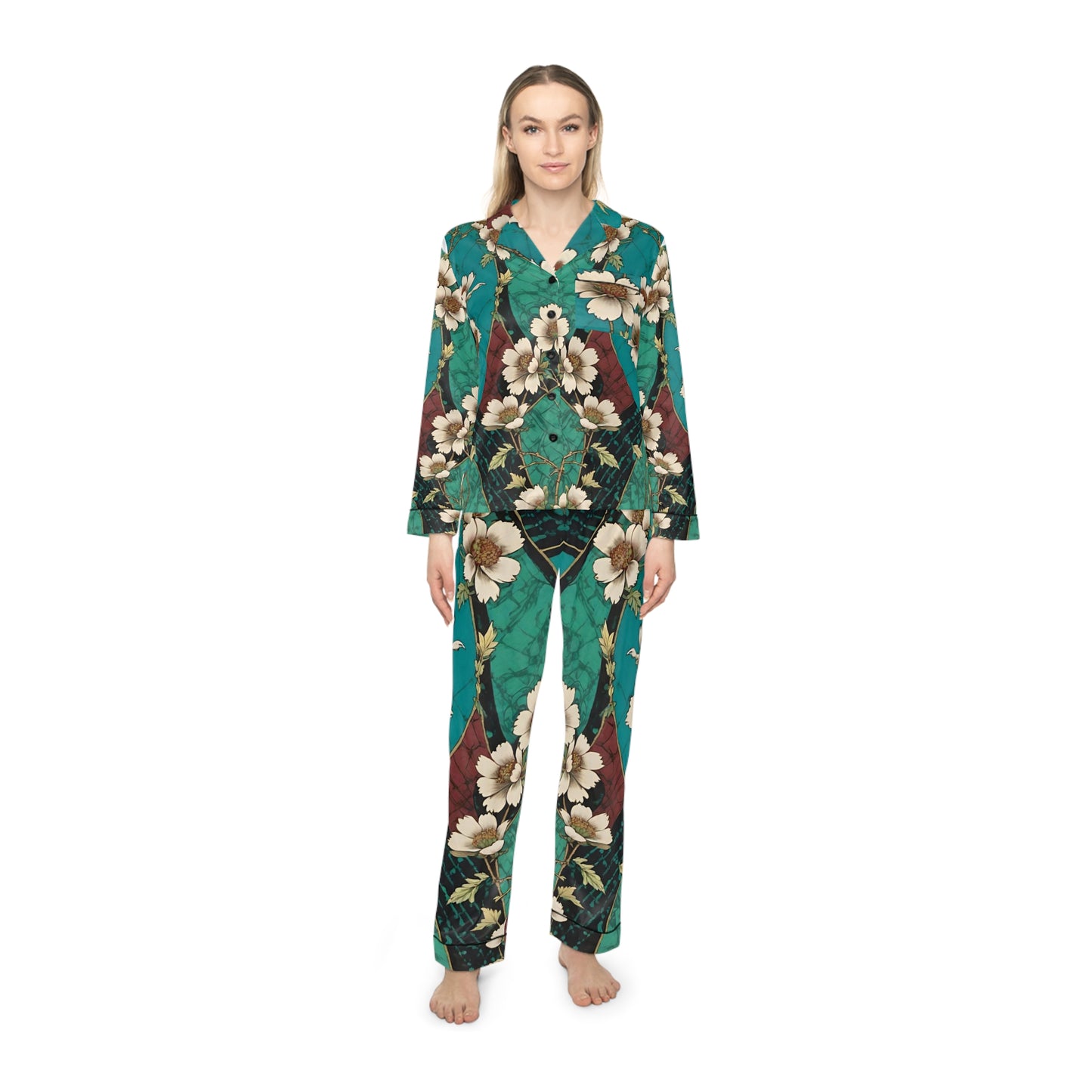 Lotus Garden Women's Satin Pajamas (AOP)