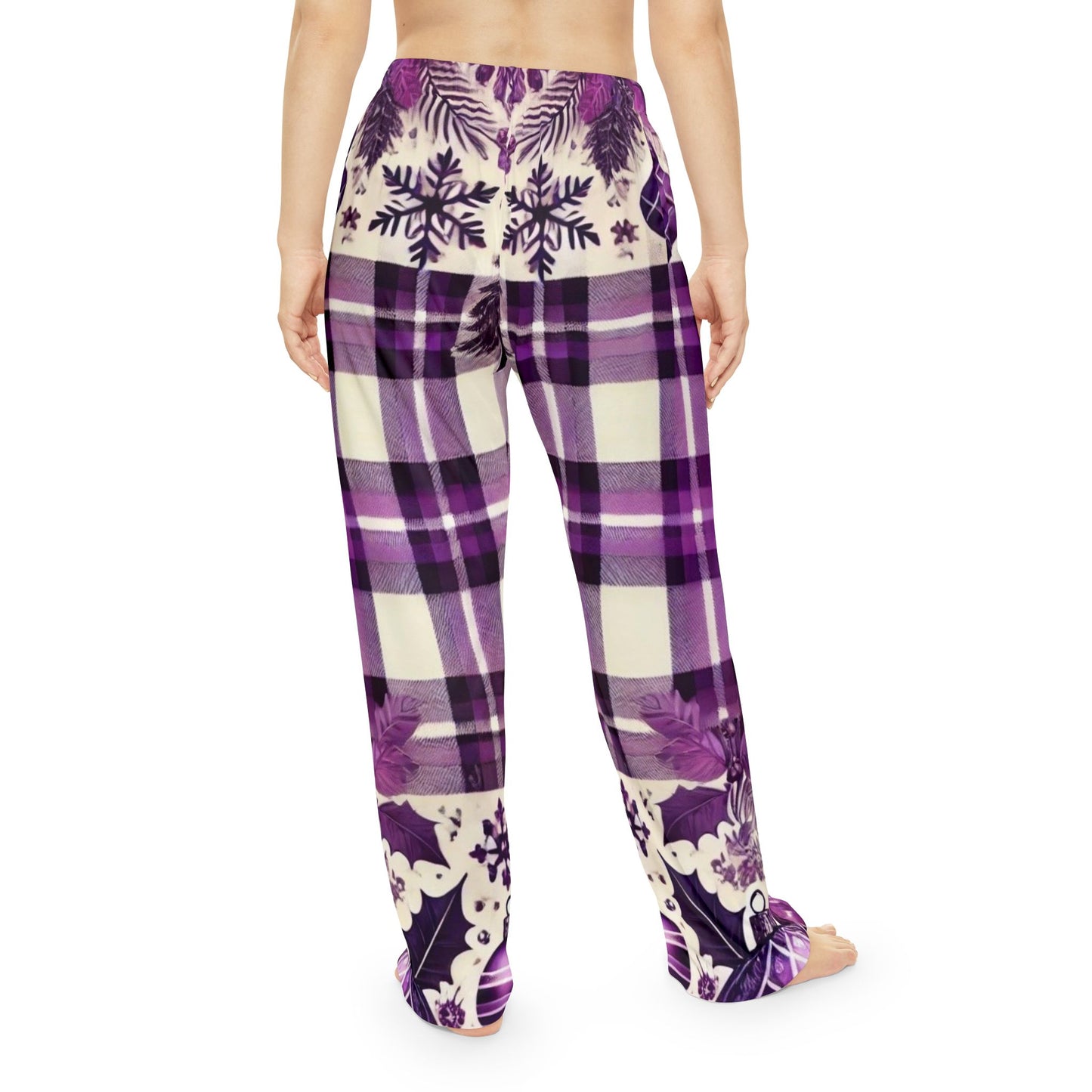 Icy Grape Plaid Women's Pajama Pants (AOP)