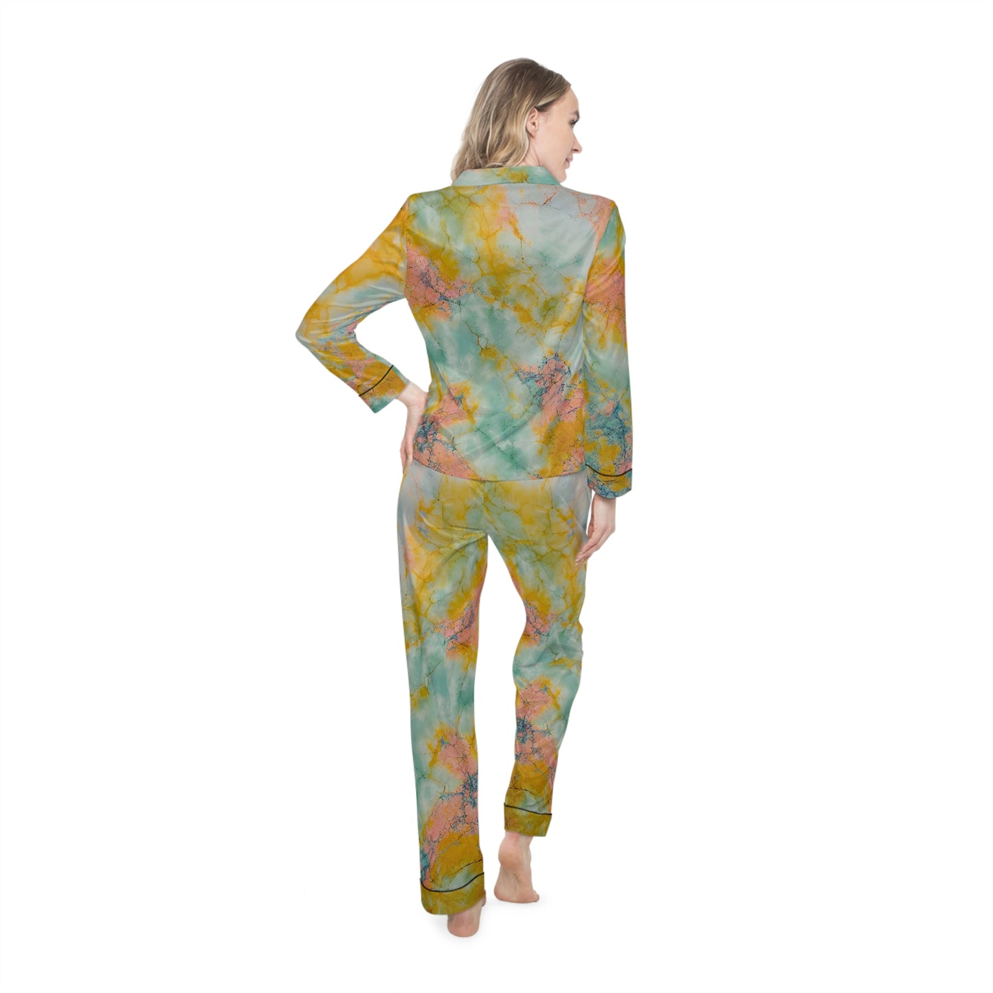 Marbled Women's Satin Pajamas (AOP)