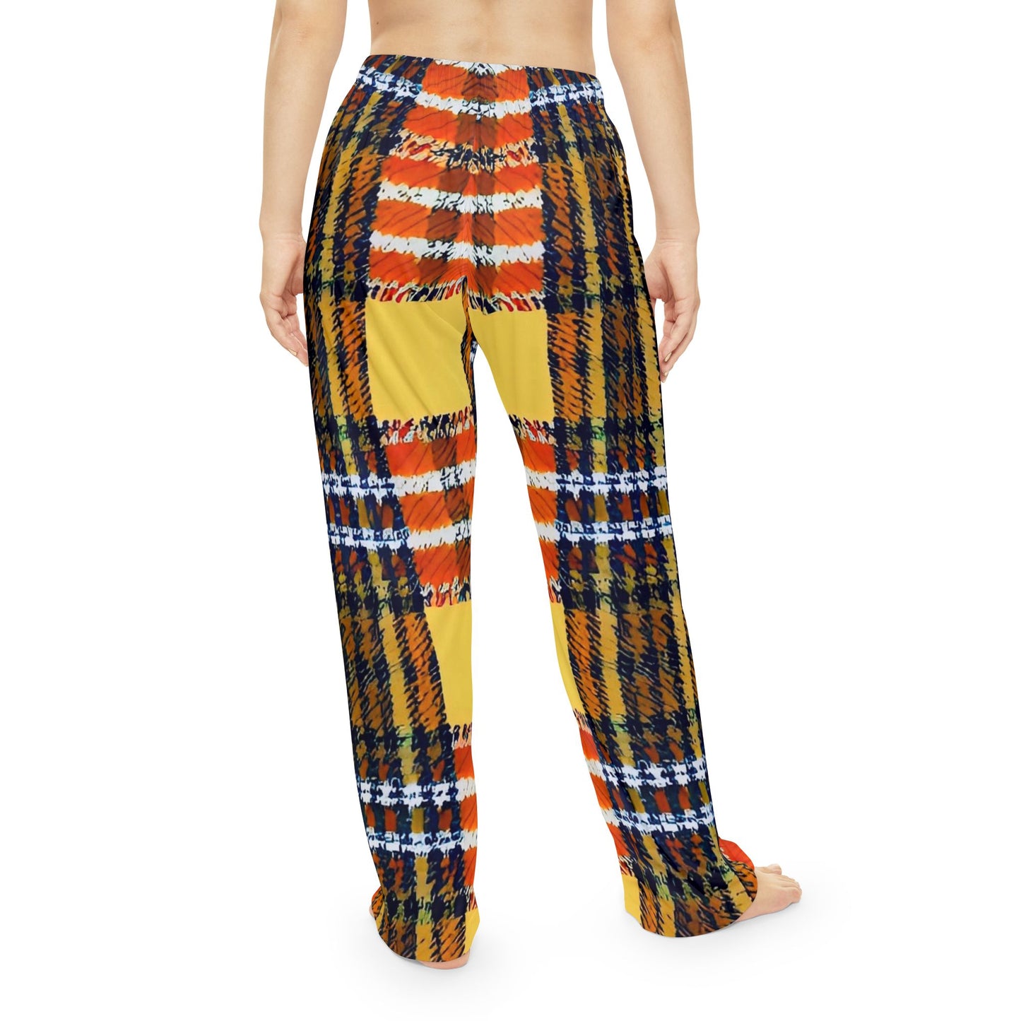 Orange Plaid Women's Pajama Pants (AOP)