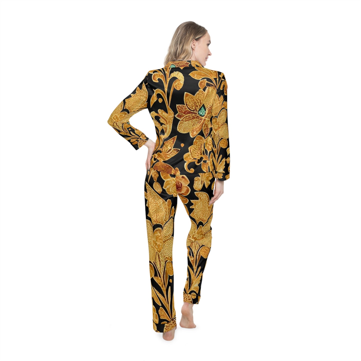 Golden Night Women's Satin Pajamas (AOP)