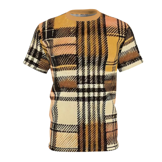 Orange Plaid Men's Cut & Sew Tee (AOP)