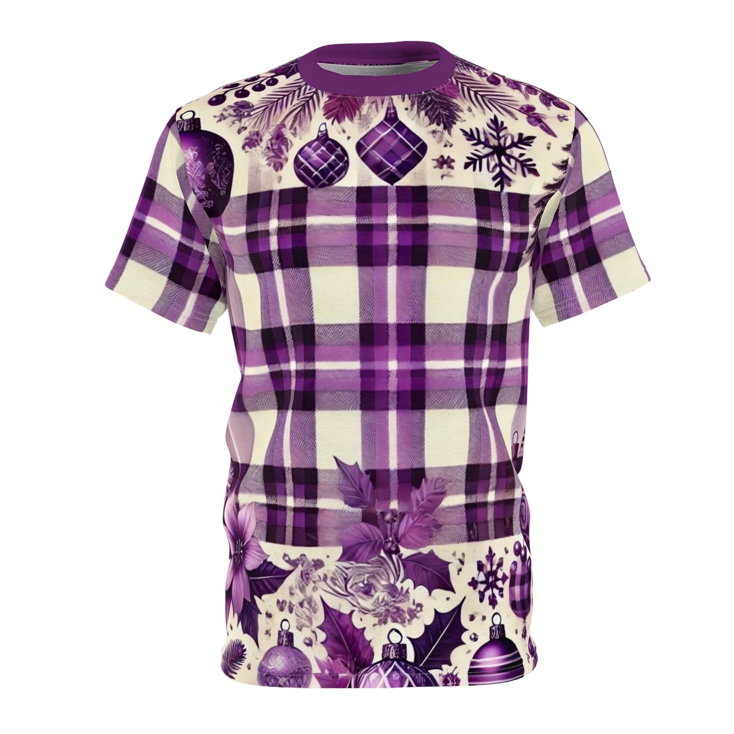 Icy Grape Plaid Men's Cut & Sew Tee (AOP)