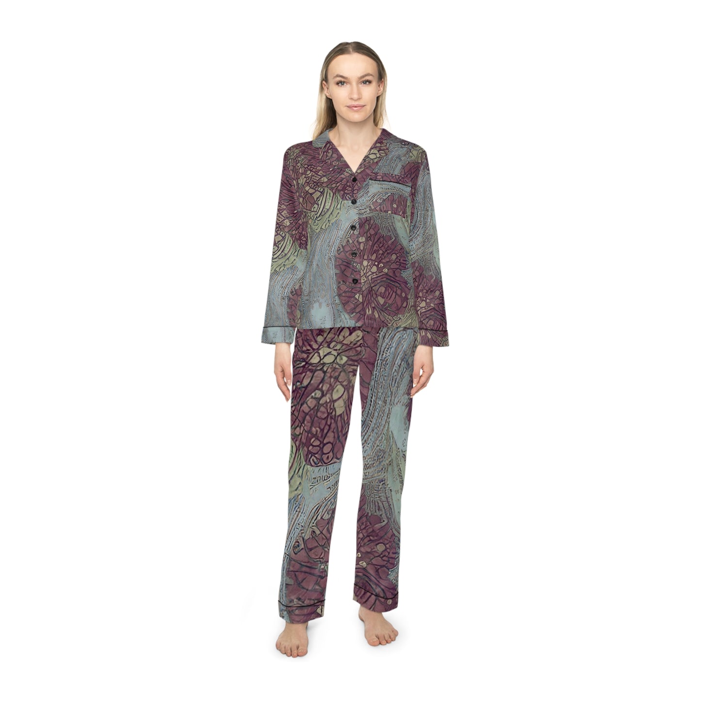 Relaxing Garden Women's Satin Pajamas (AOP)