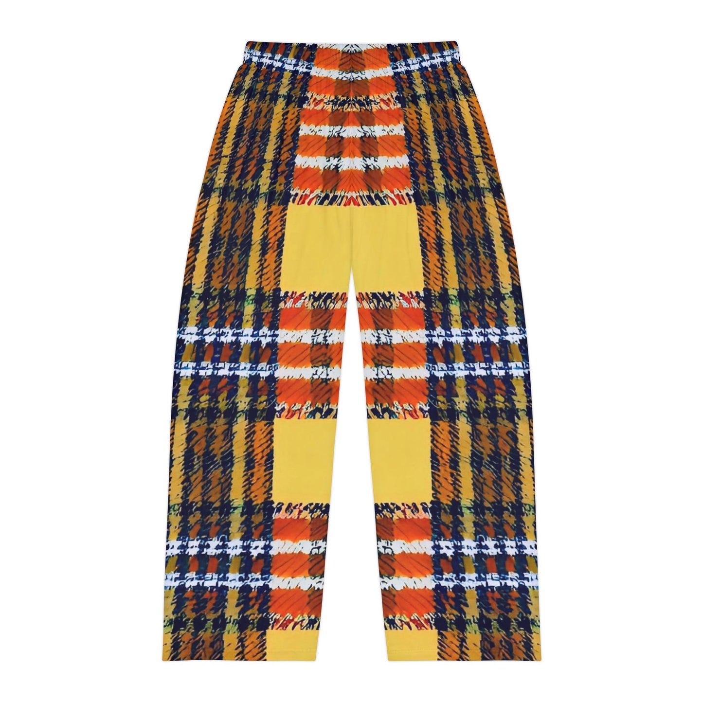 Orange Plaid Men's Pajama Pants (AOP)