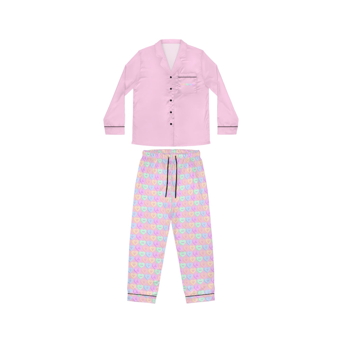 Affirming Hearts - Blush Women's Satin Pajamas (AOP)