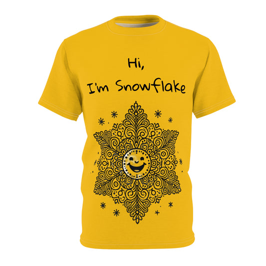 Snowflake - Yellow Men's Cut & Sew Tee (AOP)