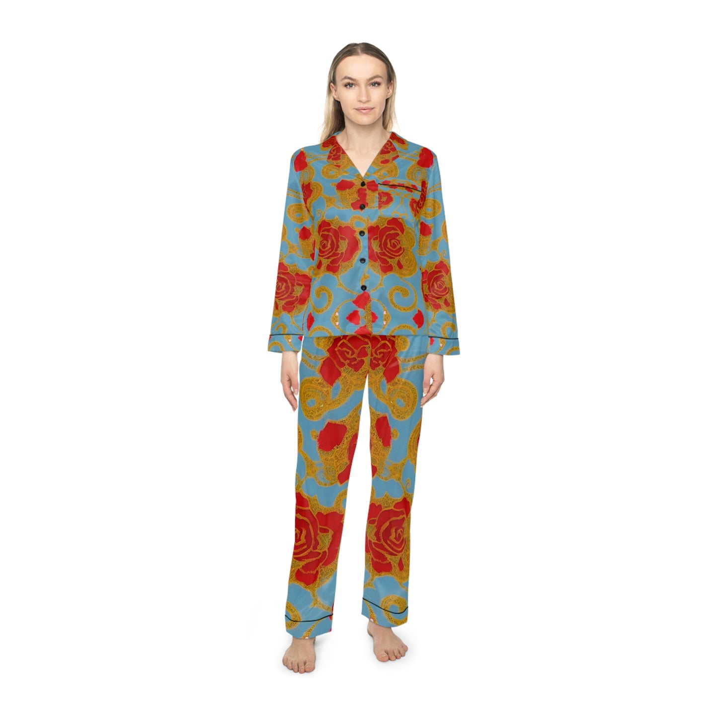 Rose Garden Women's Satin Pajamas (AOP)