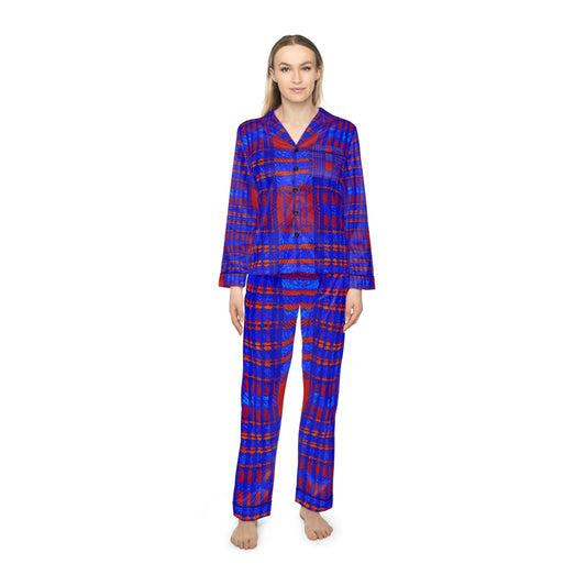 Patriot Plaid Women's Satin Pajamas (AOP)