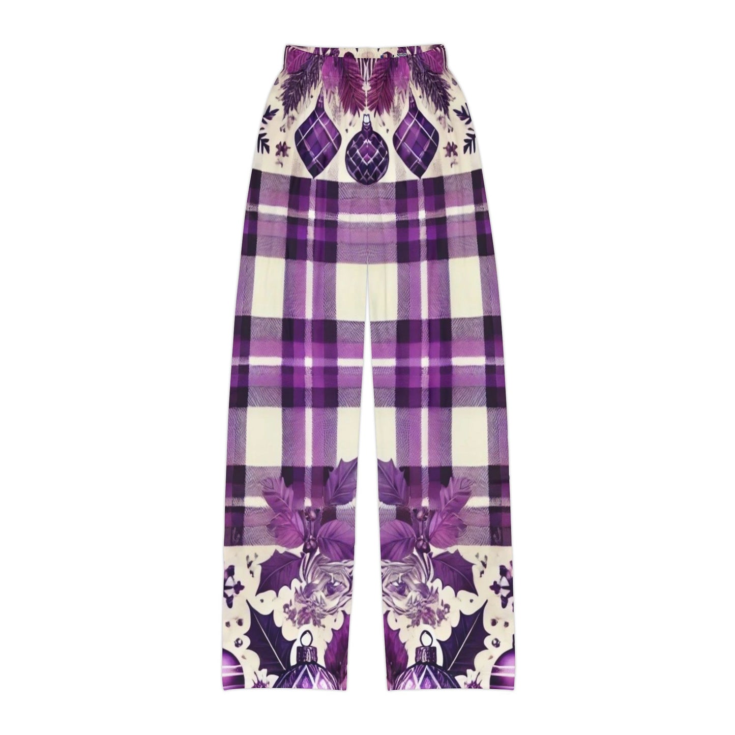 Icy Grape Plaid Kids Pajama Pants (AOP)