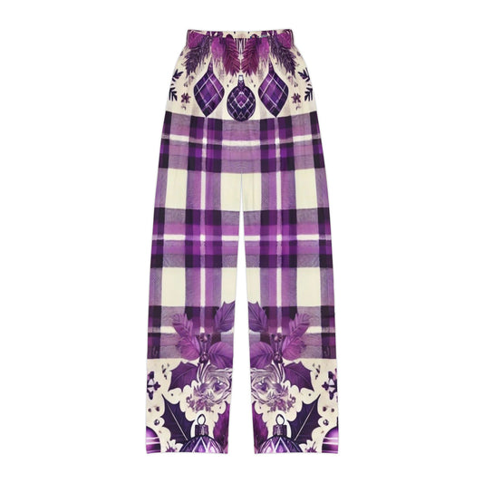 Icy Grape Plaid Kids Pajama Pants (AOP)