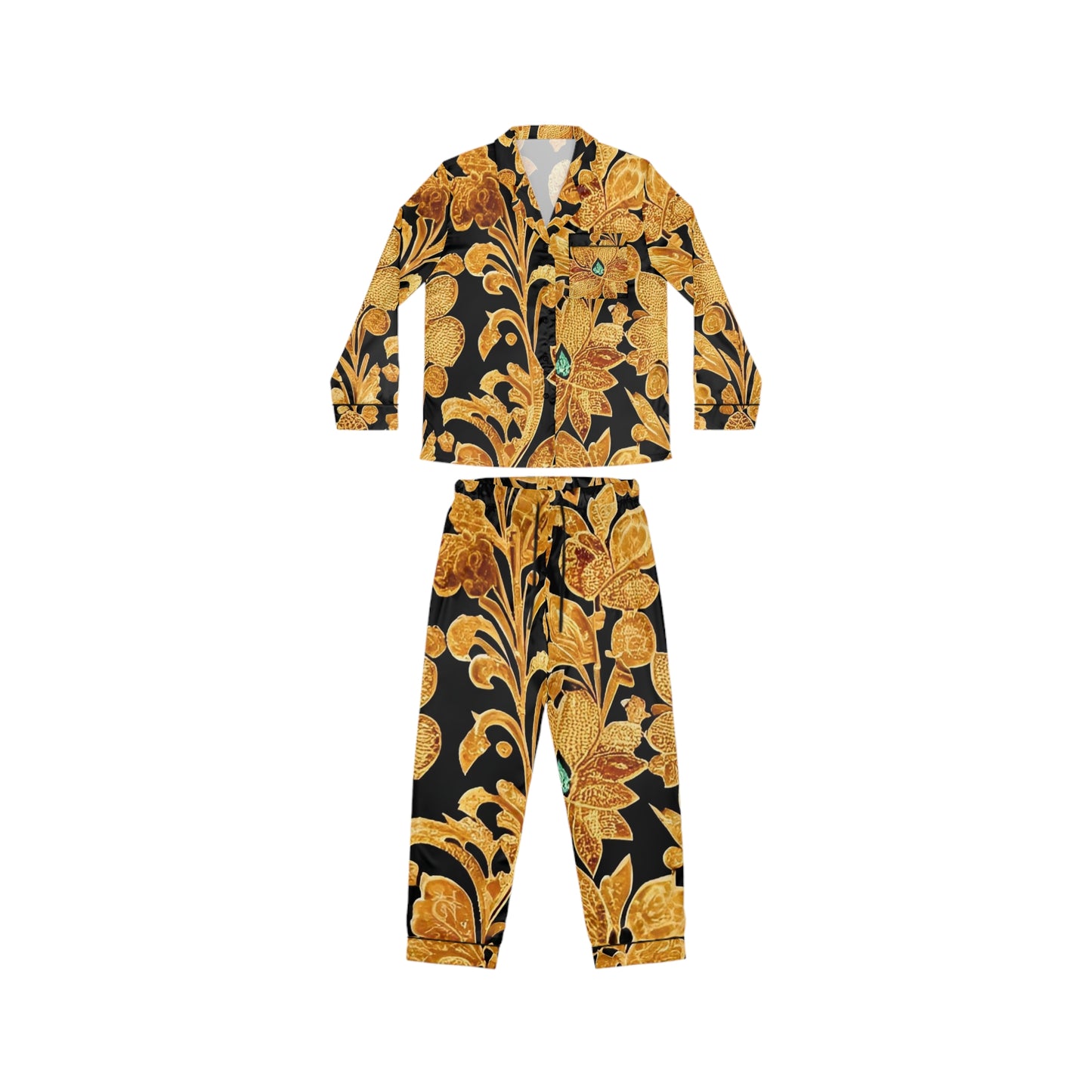 Golden Night Women's Satin Pajamas (AOP)