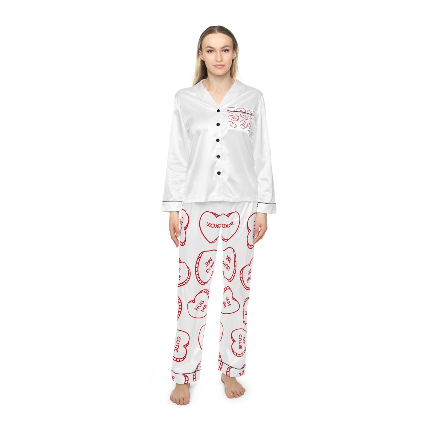 Love you - Red Women's Satin Pajamas (AOP)