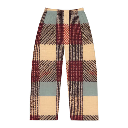 Burgundy Plaid Men's Pajama Pants (AOP)