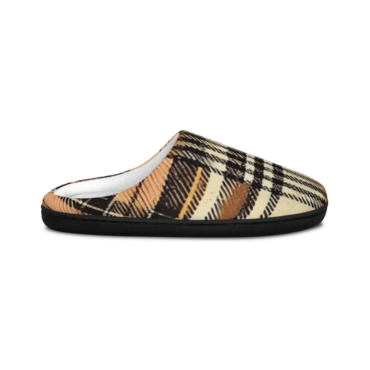 Orange Plaid Men's Indoor Slippers