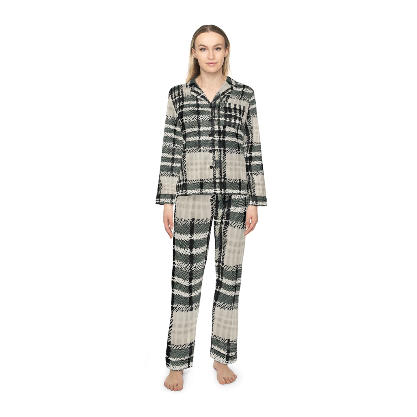 Noir Nights Women's Satin Pajamas (AOP)