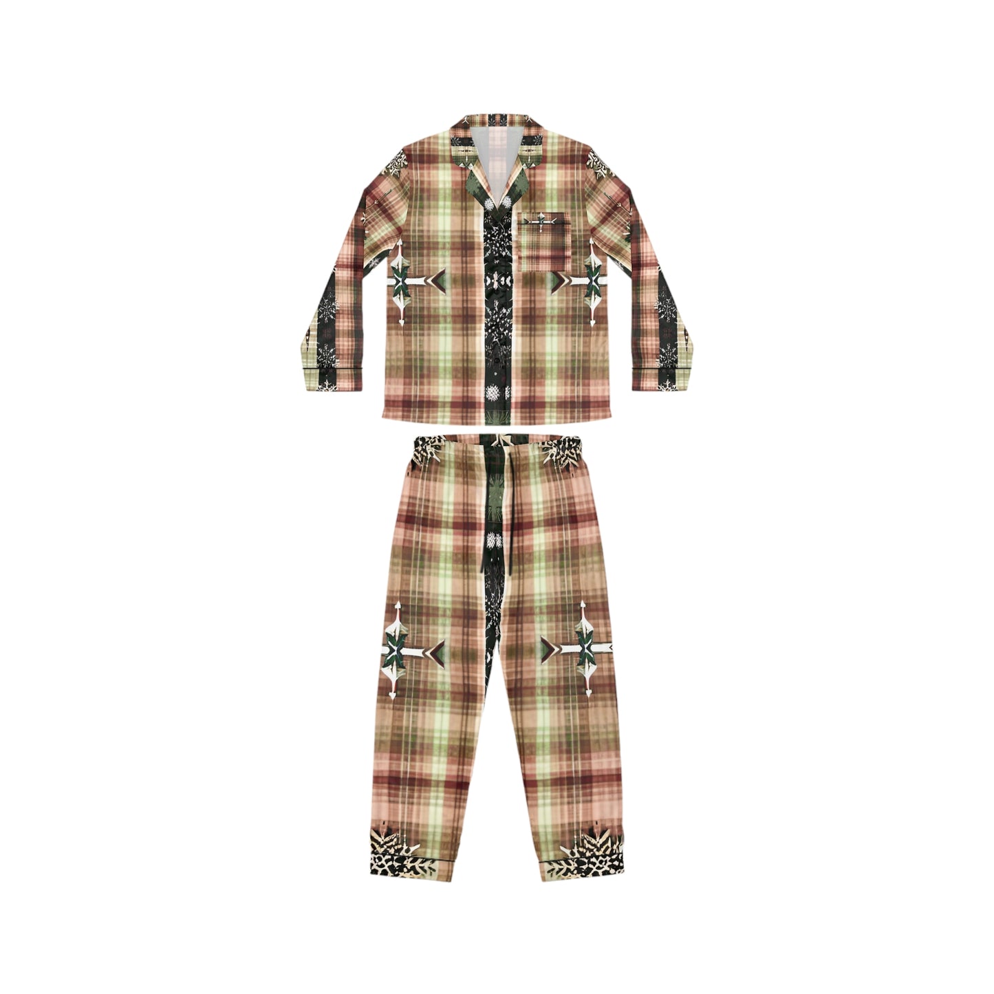 Hidden Pines Women's Satin Pajamas (AOP)