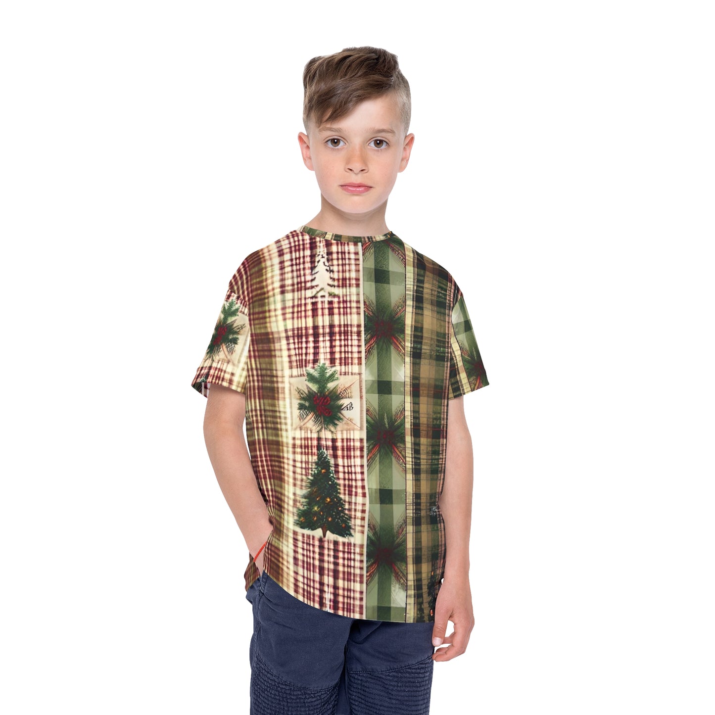 Winter Pine Plaid Kids Sports Jersey (AOP)