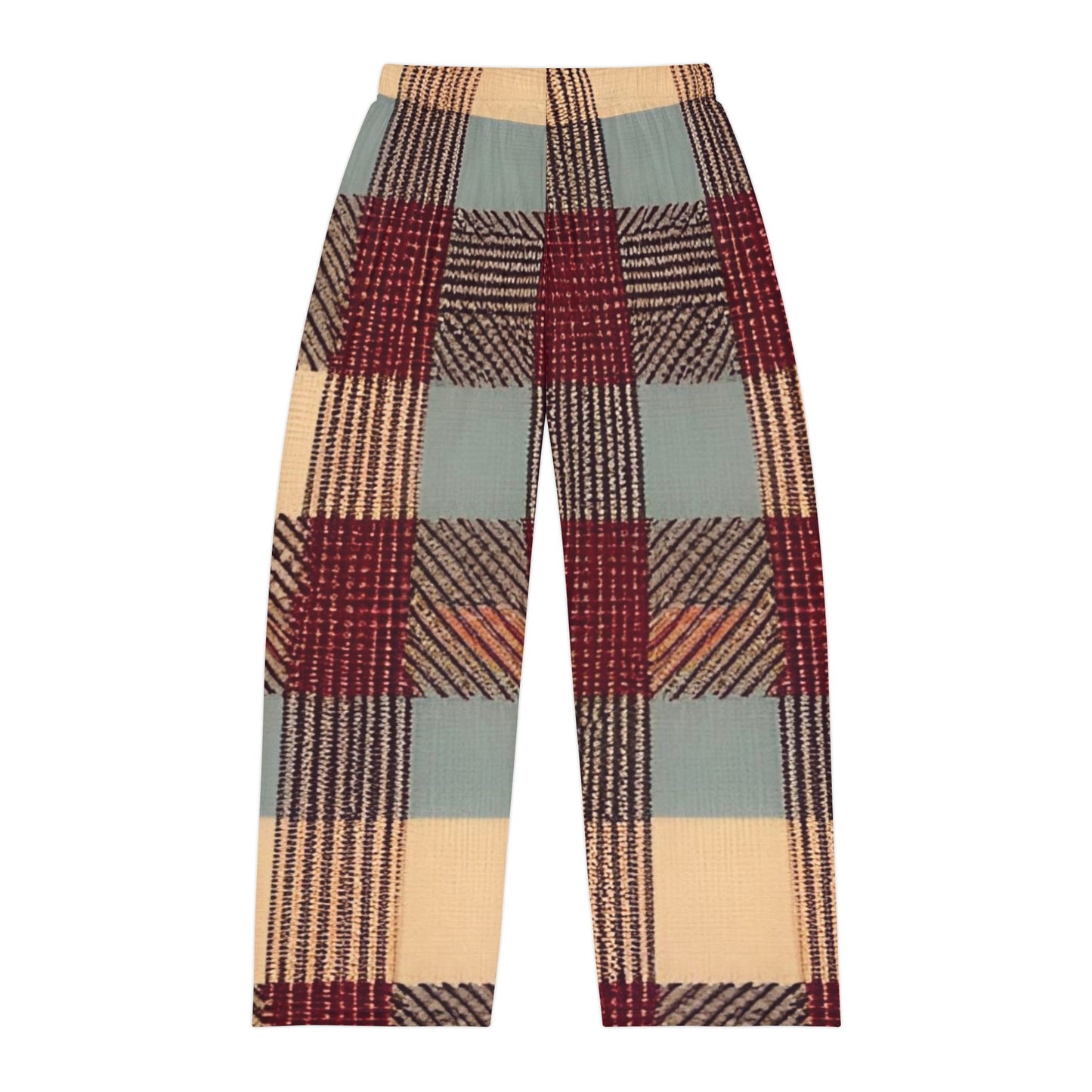 Burgundy Plaid Men's Pajama Pants (AOP)