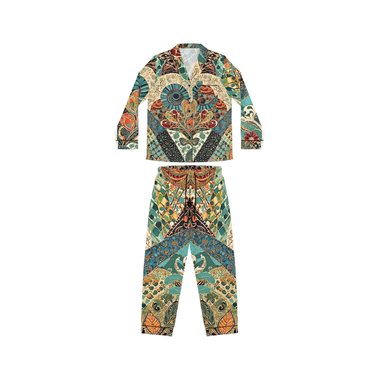 Patchwork Women's Satin Pajamas (AOP)