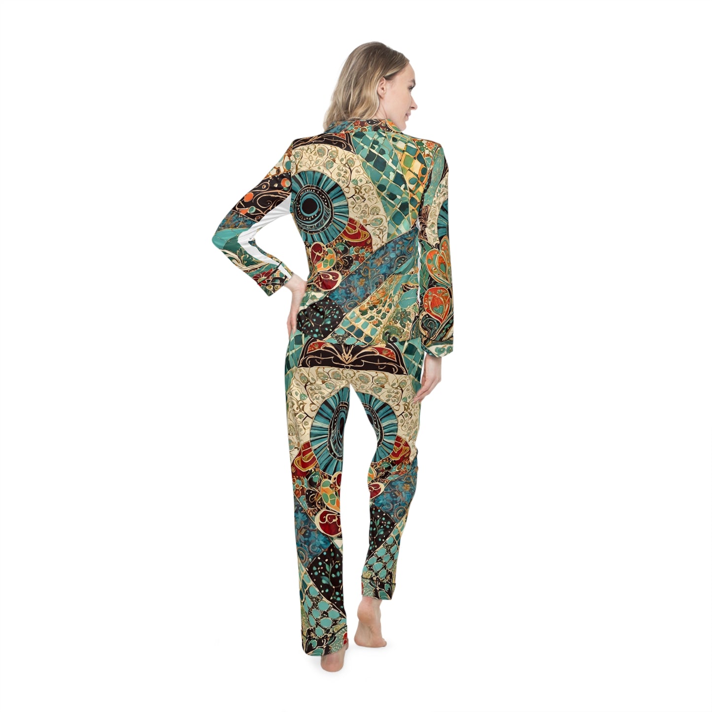 Patchwork Women's Satin Pajamas (AOP)