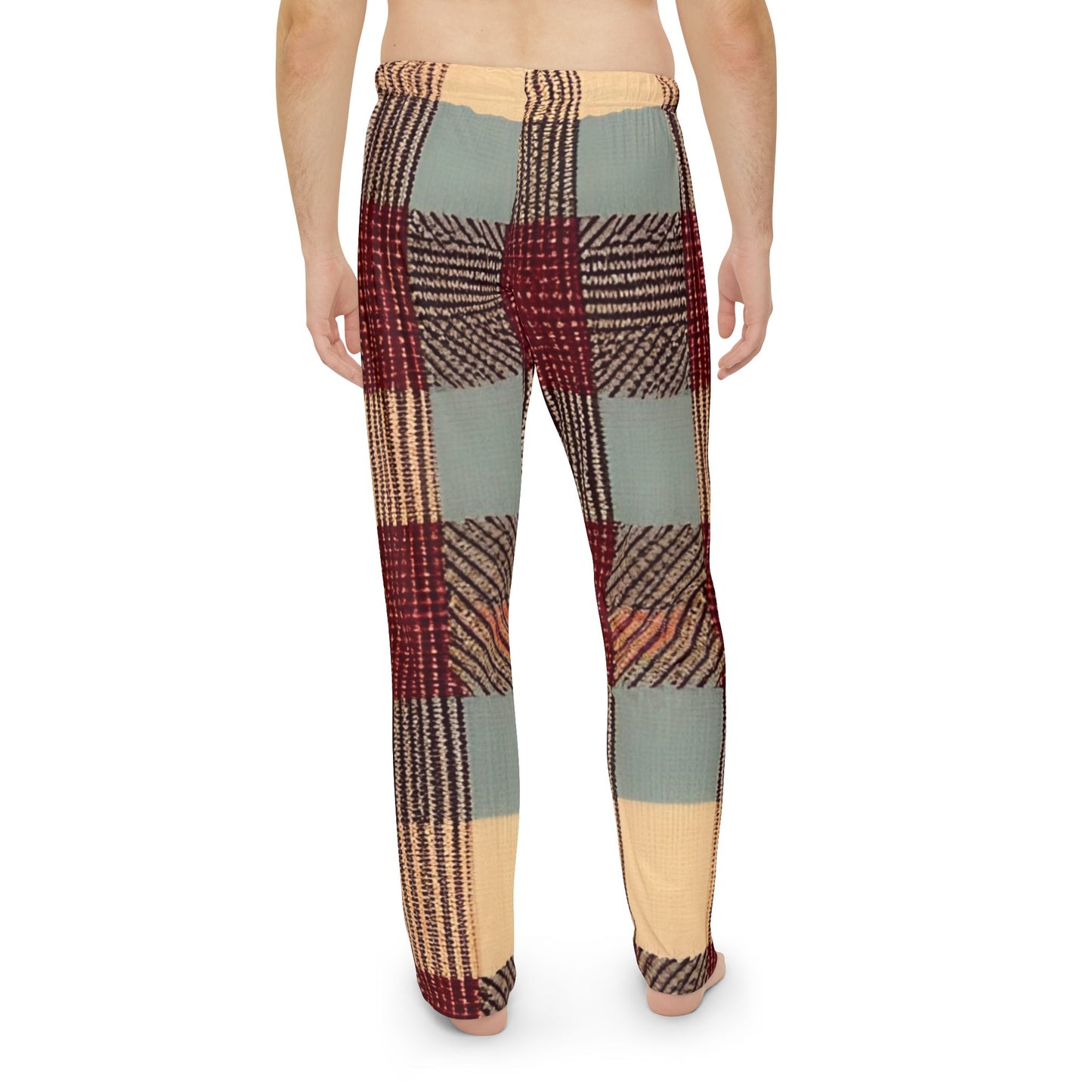 Burgundy Plaid Men's Pajama Pants (AOP)