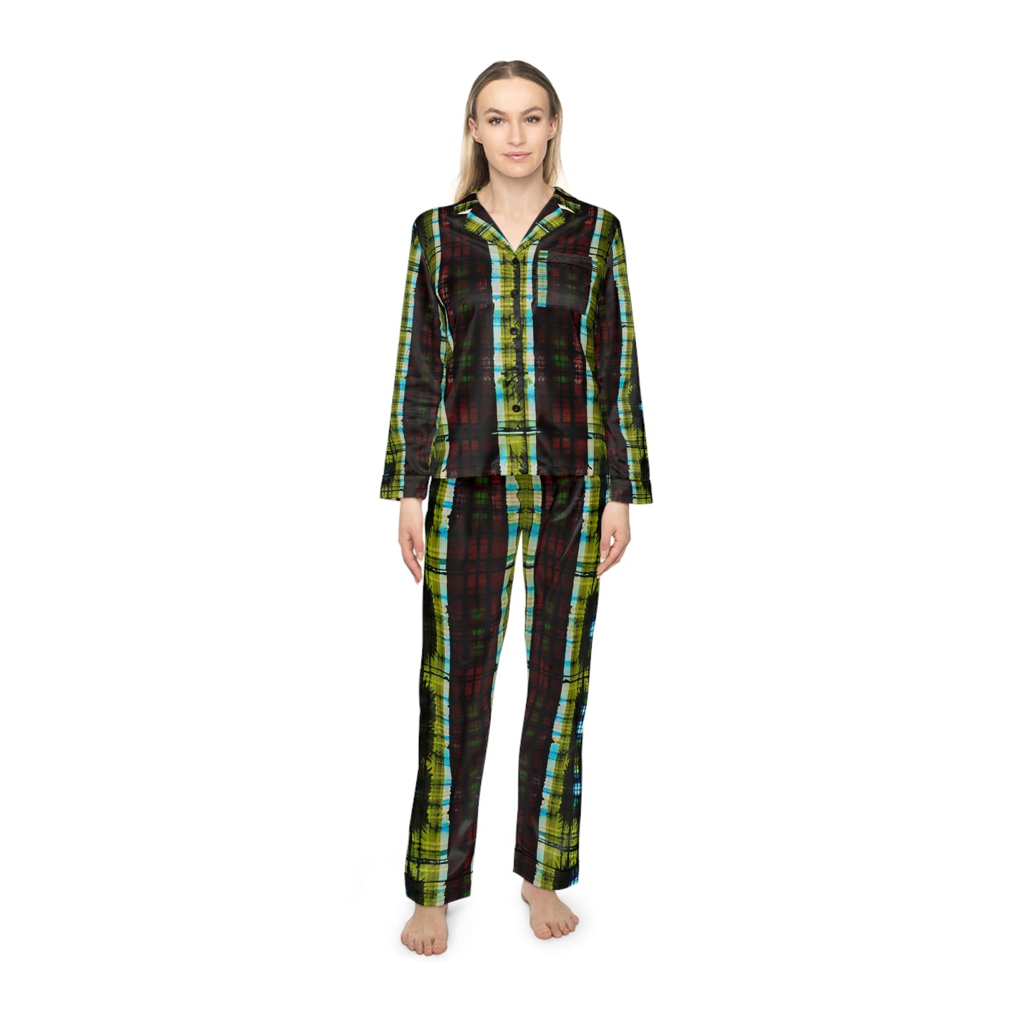 Midnight Volt Women's Satin Pajamas (AOP)