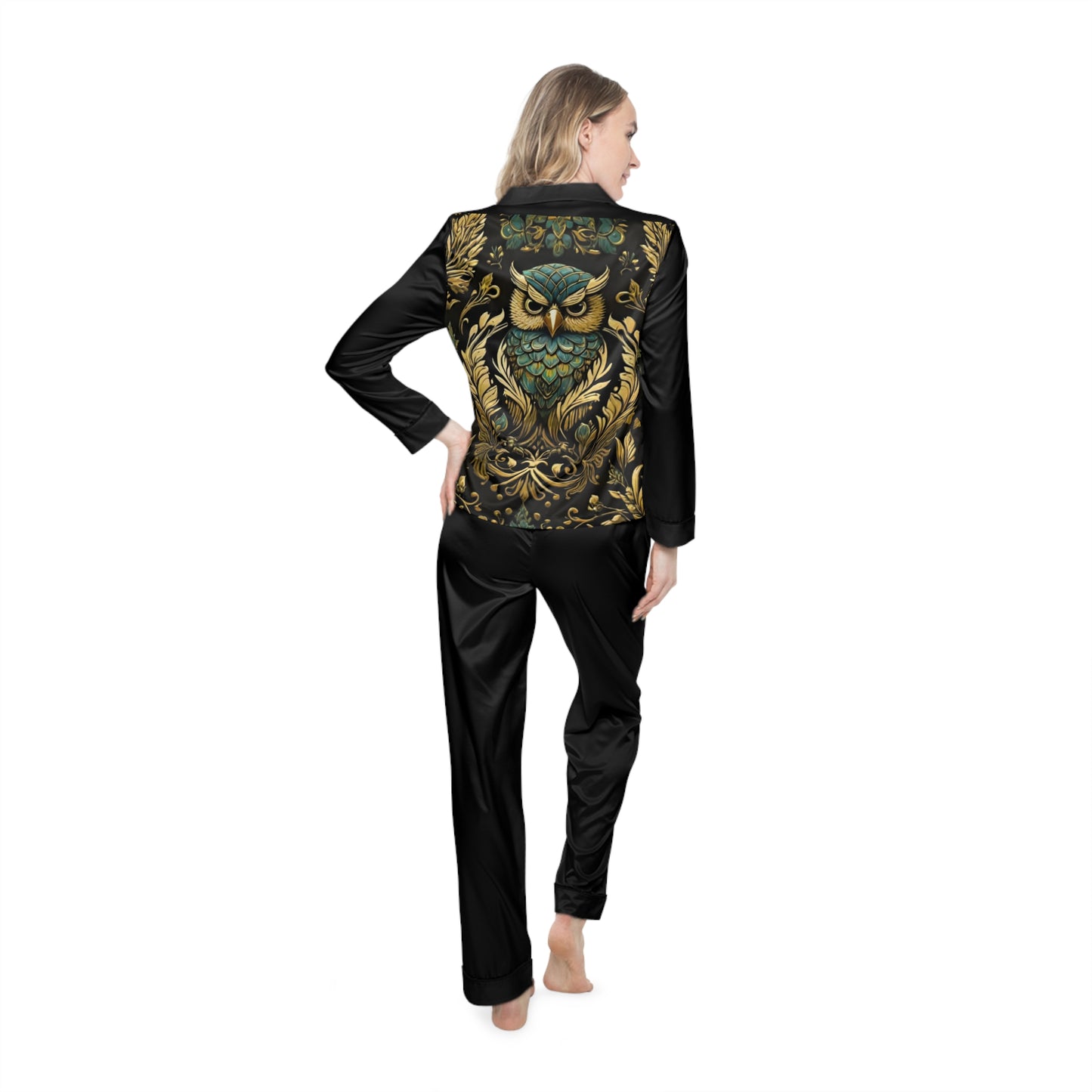 Fierce Owl Women's Satin Pajamas (AOP)