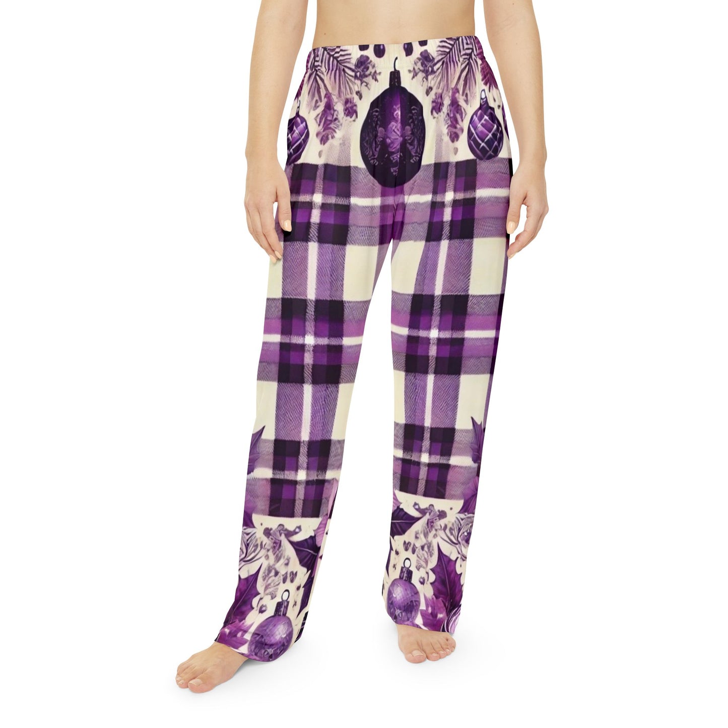 Icy Grape Plaid Women's Pajama Pants (AOP)