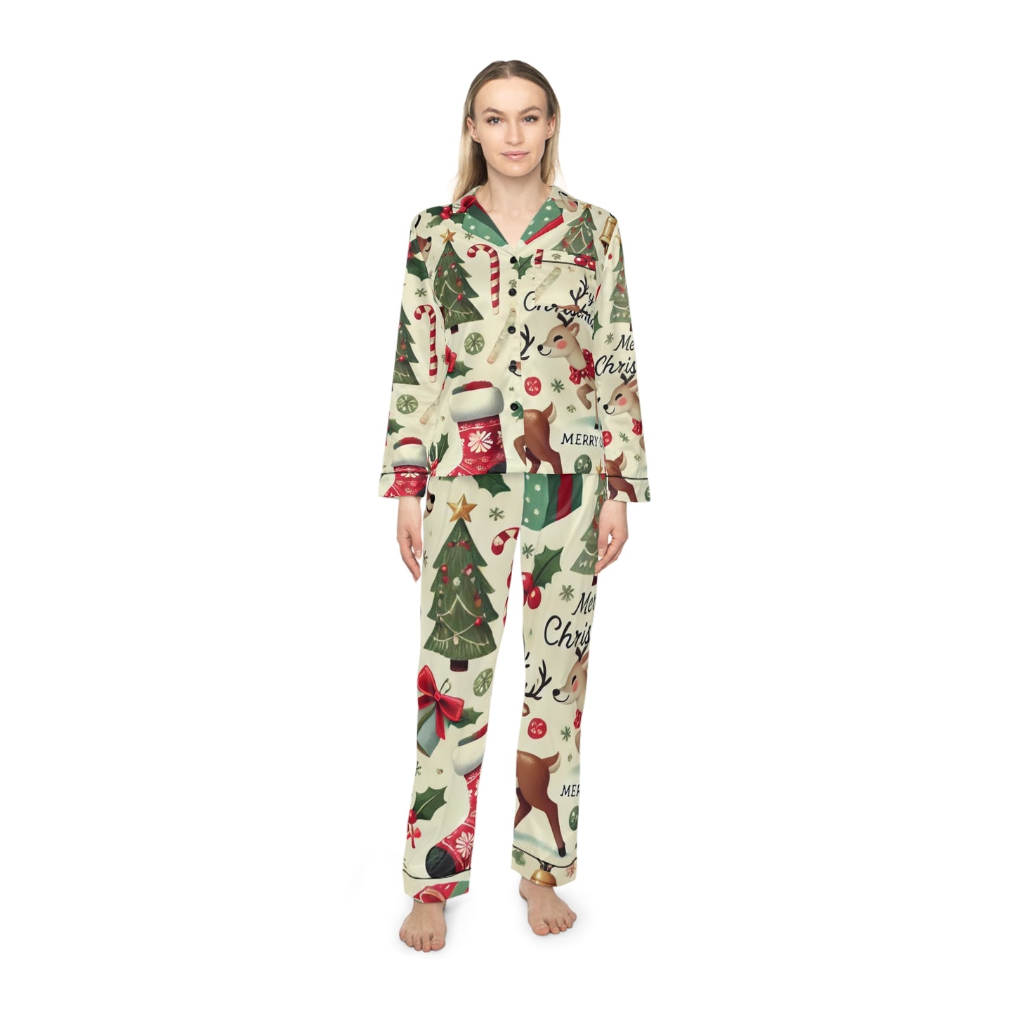 Merry Christmas Women's Satin Pajamas (AOP)